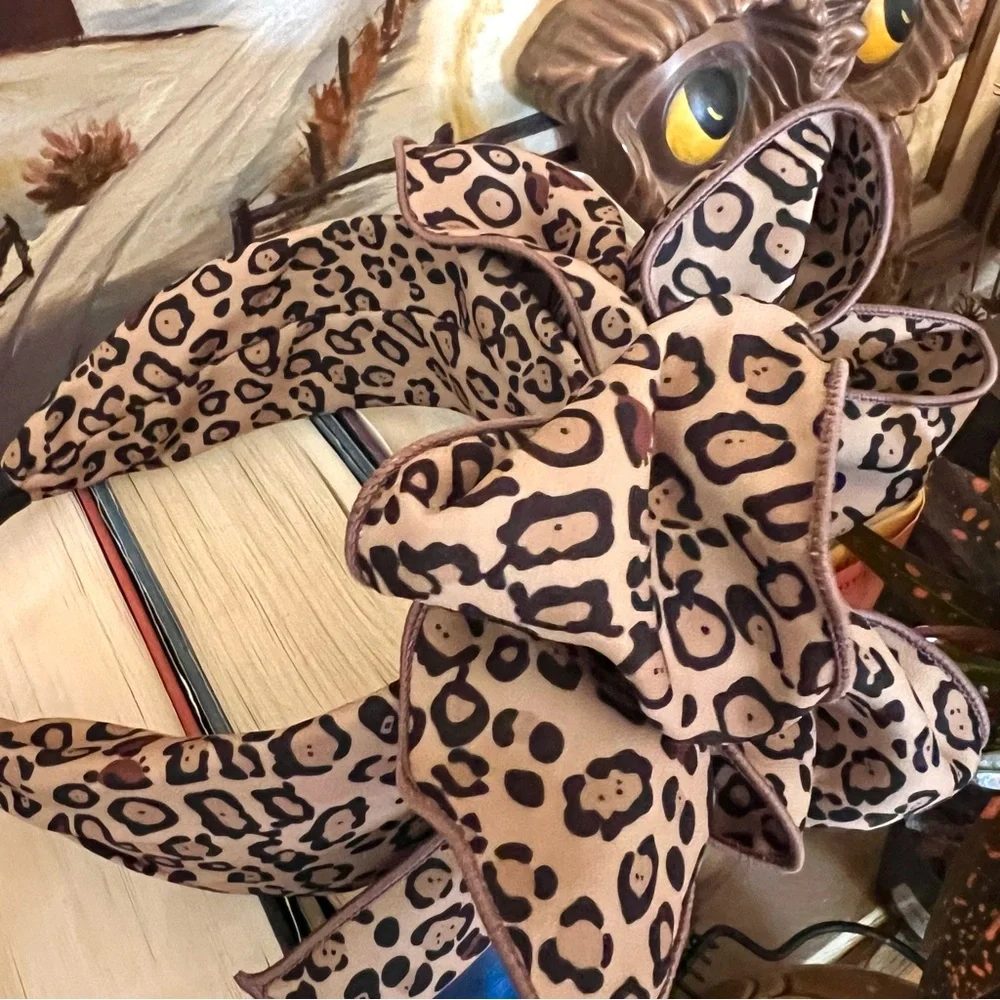 New! The Big Bow “Cheetah” Wired Ribbon Bow Statement Headband 🐆